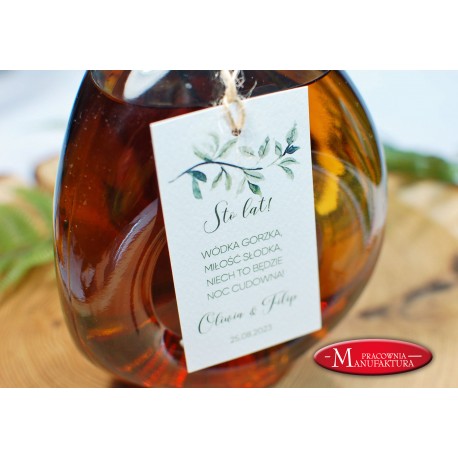 zawieszki na alkohol weselny greenery