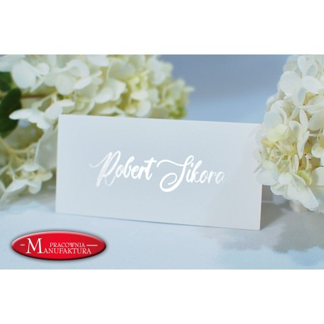 srebrzone winietki, karteczki na stół