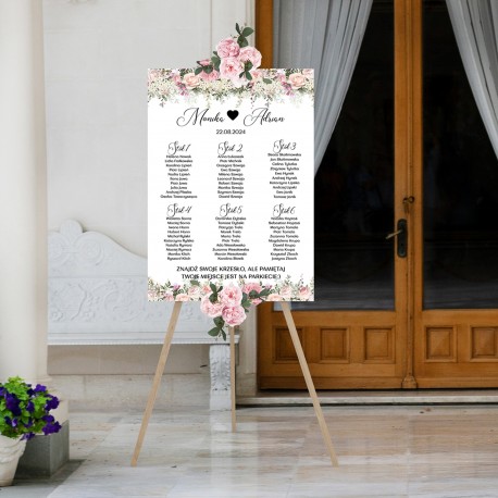 PLAKAT Z ROZMIESZCZENIEM STOŁÓW WESELNYCH