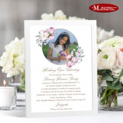 podziękowanie w ramce dla chrzestnych, dziadków peonie