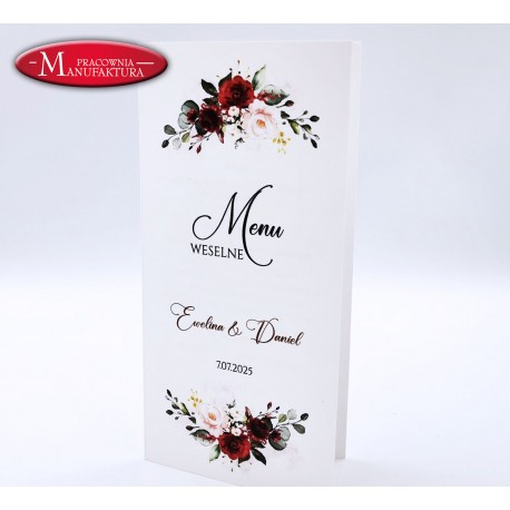menu -  pudrowy róż i bordo -  Sweet Rose