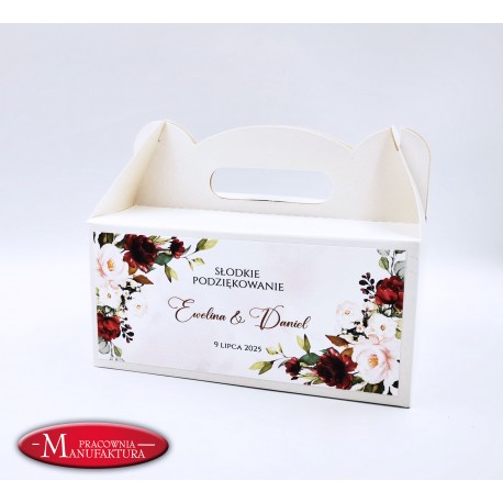 pudełko na ciasto - pudrowy róż i bordo -  Sweet Rose