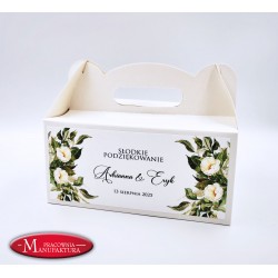 pudełko na ciasto - białe kwiaty- White Flower