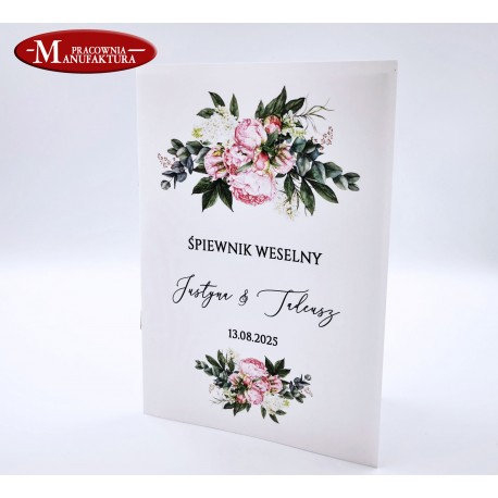 śpiewnik weselny - różowe piwonie i bez - Pink Peonies