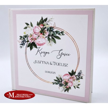 Księga Gości - różowe piwonie i bez - Pink Peonies