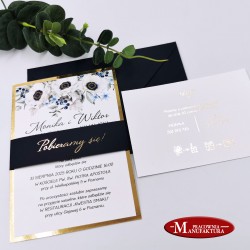 zaproszenia ślubne ze złoceniem - BLUE FLOWERS