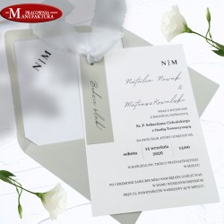 minimalistyczne zaproszenia ślubne z rwaną wstązką