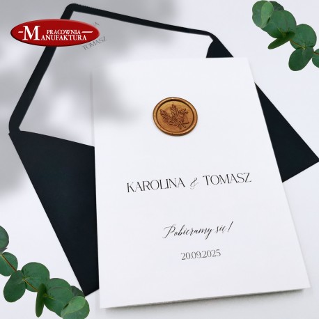 eleganckie zaproszenia ślubne ze stemplem