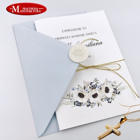 delikatne zaproszenia na komunię, chrzest