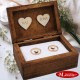 DREWNIANE PUDEŁKO NA OBRĄCZKI, SZKATUŁKA, WELUR