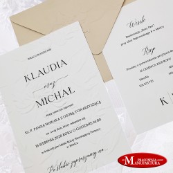 delikatne,  ręcznie tłoczone zaproszenia ślubne