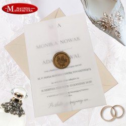 Minimalistyczne zaproszenia ślubne z lakiem i kalką