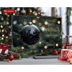 świąteczna kartka elektroniczna, e-kartka, kartka cyfrowa z logo firmy Merry Christmas