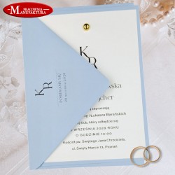 nowoczesne, minimalistyczne zaproszenia ślubne dusty blue
