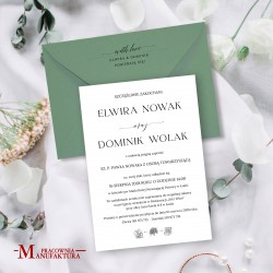 minimalistyczne zaproszenia ślubne jednokartkowe Minimal Mono