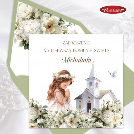 Zaproszenia na Pierwszą Komunię Świętą dla dziewczynki