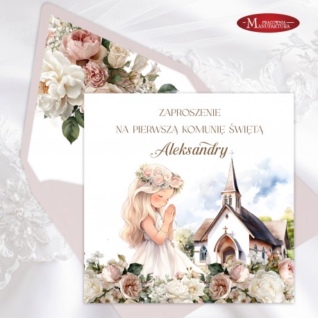 Zaproszenia na Pierwszą Komunię Świętą dla dziewczynki