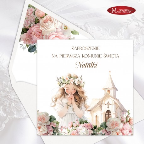 Zaproszenia na Pierwszą Komunię Świętą dla dziewczynki