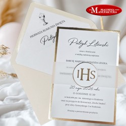 eleganckie zaproszenia na komunię, chrzest  z Hostią, opłatek