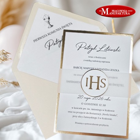 eleganckie zaproszenia na komunię, chrzest  z Hostią, opłatek
