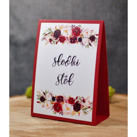 numer na stół z motywem kwiatowym-botanicznym